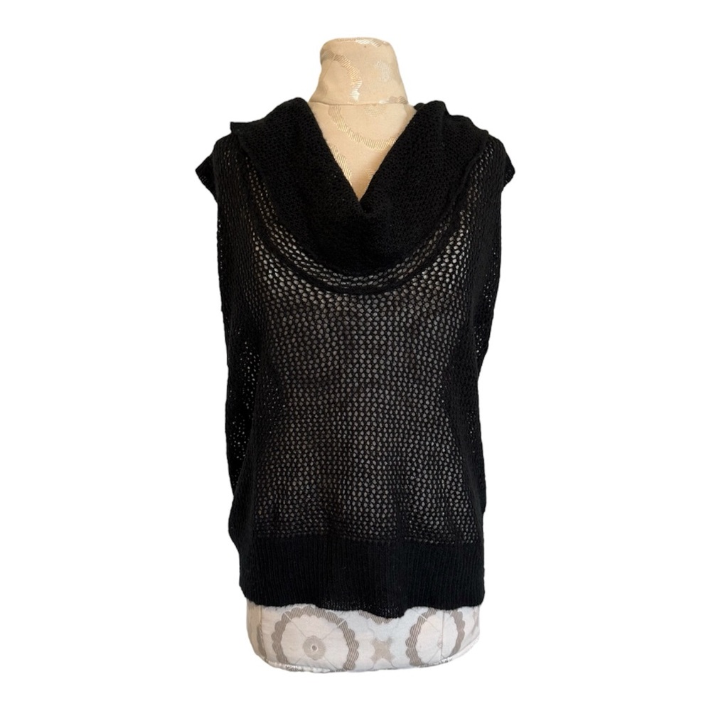 Seven7 Black Cowl Neck see through sweater or swim cover-up